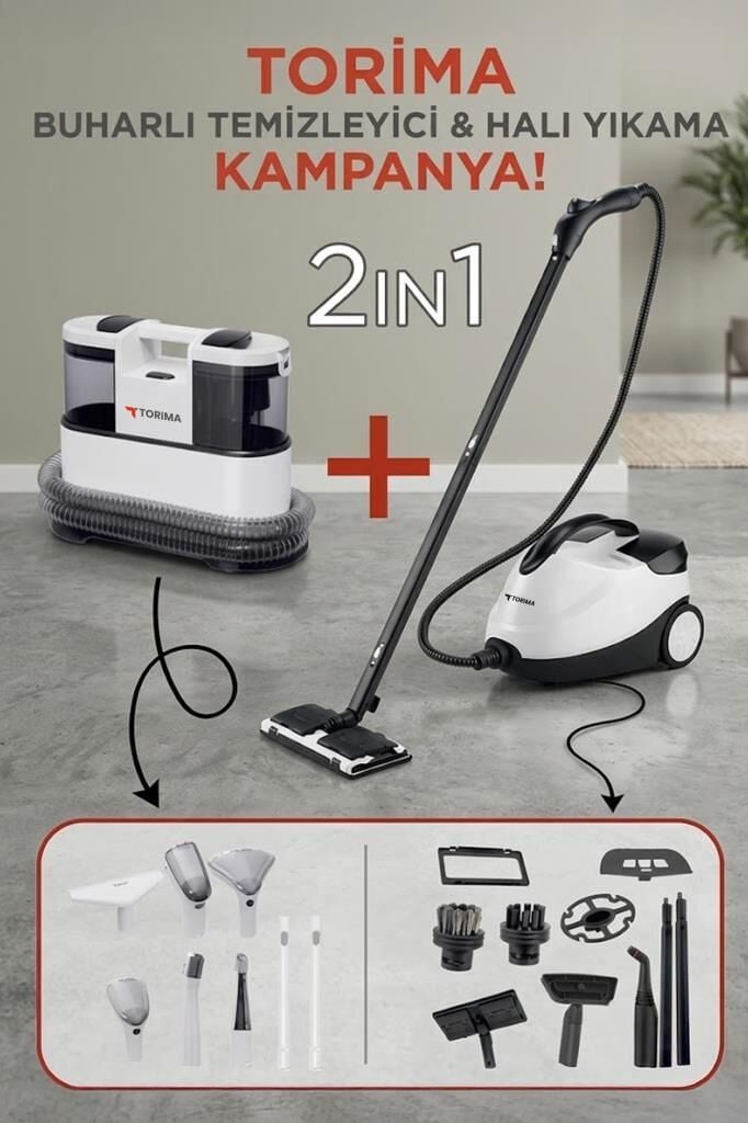 Buharlı Temizleyici Halı ve Koltuk Yıkama Cam Zemin Mutfak Temizleme Buhar Makinesi CX002B+CB08C