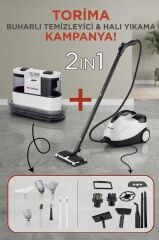 Buharlı Temizleyici Halı ve Koltuk Yıkama Cam Zemin Mutfak Temizleme Buhar Makinesi CX002B+CB08C