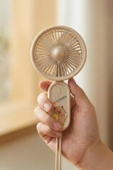 Şarjlı El Vantilatörü Boyun Askılı 3 Kademeli Mini Taşınabilir Fan F71 Kahverengi