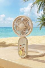 Şarjlı El Vantilatörü Boyun Askılı 3 Kademeli Mini Taşınabilir Fan F71 Kahverengi