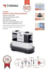 Torima CX002B Koltuk ve Halı Yıkama Makinesi + CB-08C Çok Fonksiyonlu Buharlı Temizleyici