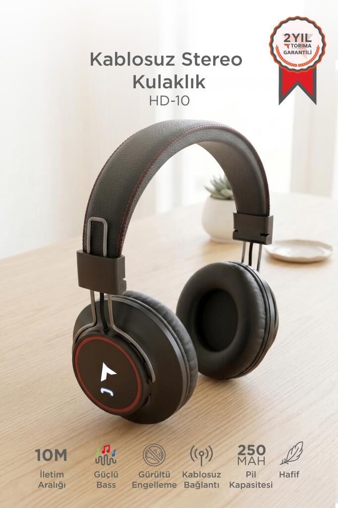 Bluetooth Kulaklık Kafa Üstü Kablosuz Kulaklık HD10 Siyah