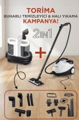 Buharlı Temizleyici Halı ve Koltuk Yıkama Cam Zemin Mutfak Temizleme Buhar Makinesi V22B+CB08C