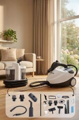 Buharlı Temizleyici Halı ve Koltuk Yıkama Cam Zemin Mutfak Temizleme Buhar Makinesi V22B+CB08C