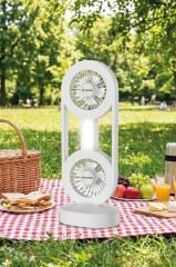 Şarjlı Masaüstü Vantilatör Çift Başlıklı 1200 Mah Işıklı Taşınabilir Masa Fanı F59 Beyaz