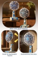 Vantilatör Retro Tasarımlı Masaüstü Mini USB Şarjlı Fan F49 Yeşil