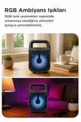 Bluetooth Hoparlör Rgb Işıklı Kablosuz Speaker GTS-1362 Siyah