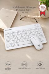 Kablosuz Klavye Mouse Seti TMK04 Beyaz