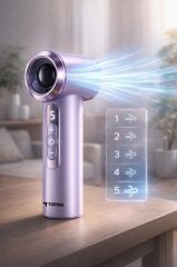 Şarjlı El Vantilatörü Dijital Göstergeli 5 Kademeli Turbo Mini Fan F45 Turuncu