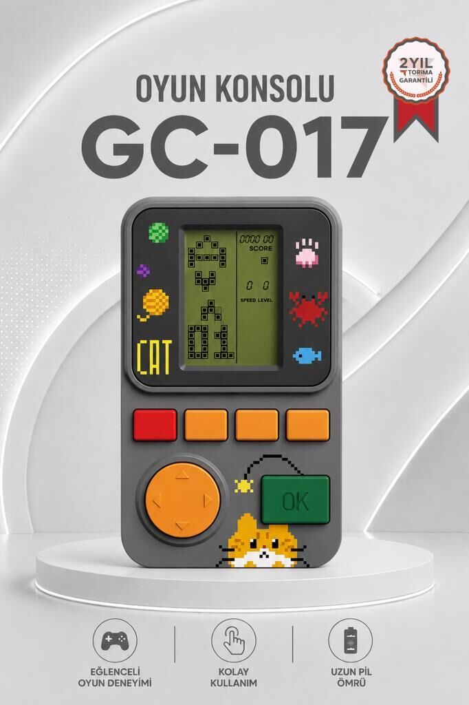 Oyun Kolu Atari Joystick Tetris Gameboy GC017 Gri