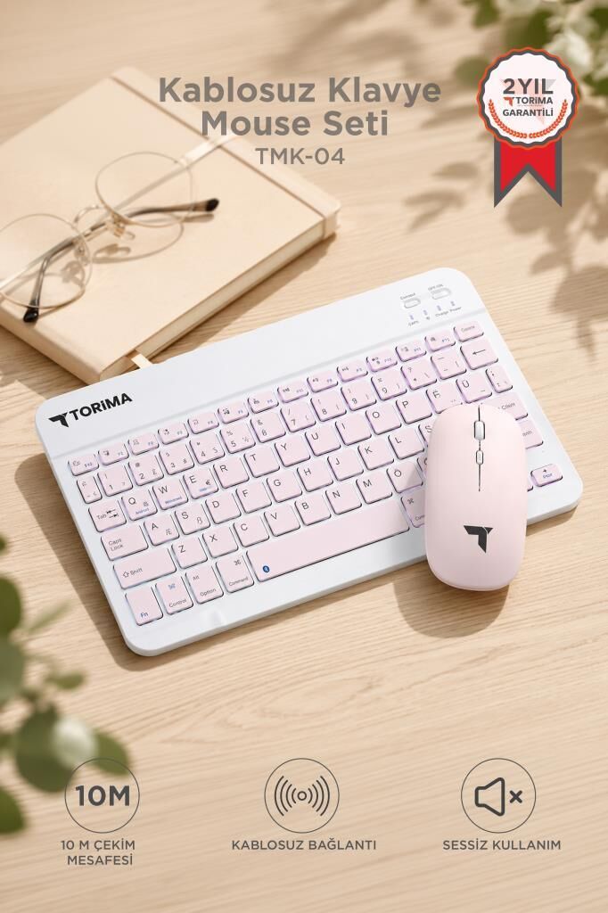 Kablosuz Klavye Mouse Seti TMK04 Pembe