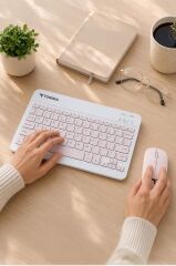 Kablosuz Klavye Mouse Seti TMK04 Pembe