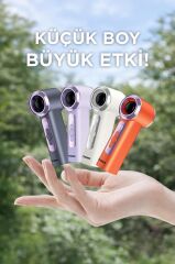 Şarjlı El Vantilatörü Dijital Göstergeli 5 Kademeli Turbo Mini Fan F45 Mor