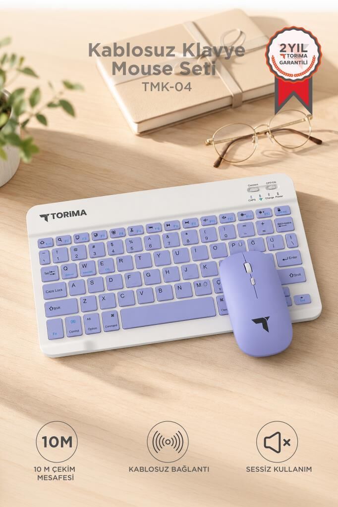Kablosuz Klavye Mouse Seti TMK04 Mor