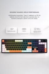 Oyuncu Klavyesi Rgb Işıklı Dijital Ekranlı 3 Modlu Mekanik Hisli Kablosuz Klavye TK14 Siyah