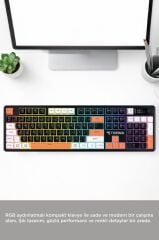 Oyuncu Klavyesi Rgb Işıklı Dijital Ekranlı 3 Modlu Mekanik Hisli Kablosuz Klavye TK14 Siyah