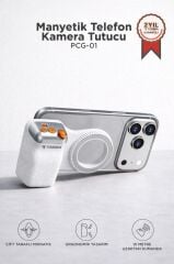 Telefon Tutucu Mıknatıslı Magsafe Uyumlu Bluetooth Deklanşör Kumandalı Tutucu PCG01 Beyaz