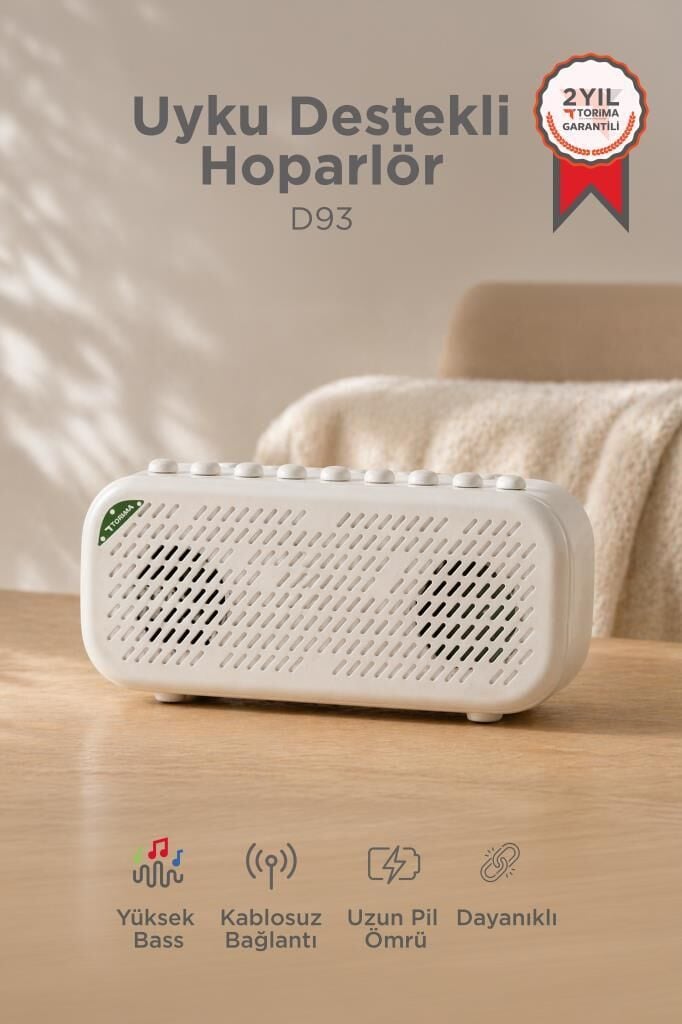 Bluetooth Hoparlör Uyku Destekleyici Doğa Sesli Şarjlı Speaker D93 Beyaz