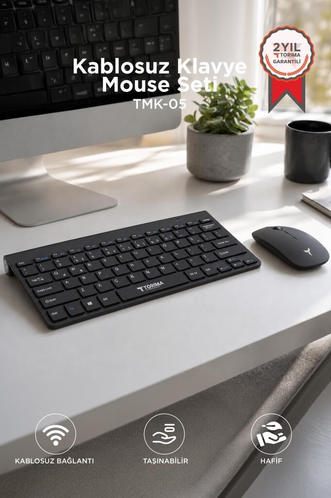 Klavye Mouse Seti Akıllı Kablosuz TMK05 Siyah