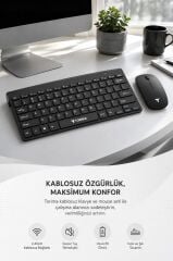 Klavye Mouse Seti Akıllı Kablosuz TMK05 Siyah
