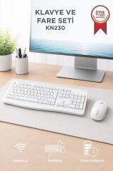 Lenovo Usb Alıcılı Kablosuz Q Klavye Mouse Seti KN230 Beyaz