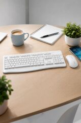Lenovo Usb Alıcılı Kablosuz Q Klavye Mouse Seti KN230 Beyaz
