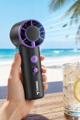 Şarjlı El Vantilatörü Fener Özellikli Taşınabilir Mini Fan F66 Siyah