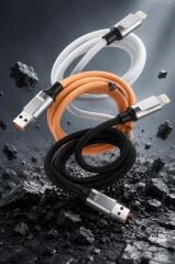 Şarj Kablosu Lightning Silikon 3.0A Data Kablo U15 Beyaz