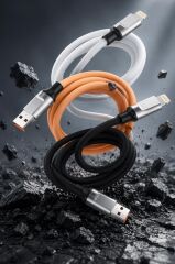 Torima Şarj Kablosu Lightning Silikon 3.0A Data Kablo U15 Beyaz