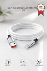 Şarj Kablosu Lightning Silikon 3.0A Data Kablo U15 Beyaz