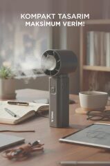 Şarjlı El Vantilatörü Fener Özellikli Taşınabilir Mini Fan F64 Beyaz