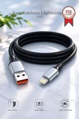 Şarj Kablosu Lightning Silikon 3.0A Data Kablo U15 Siyah