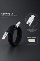 Şarj Kablosu Lightning Silikon 3.0A Data Kablo U15 Siyah