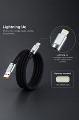 Şarj Kablosu Lightning Silikon 3.0A Data Kablo U15 Siyah