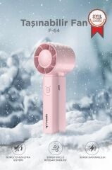 Şarjlı El Vantilatörü Fener Özellikli Taşınabilir Mini Fan F64 Pembe