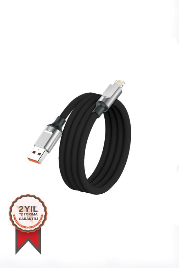 Şarj Kablosu Lightning Silikon 3.0A Data Kablo U15 Siyah