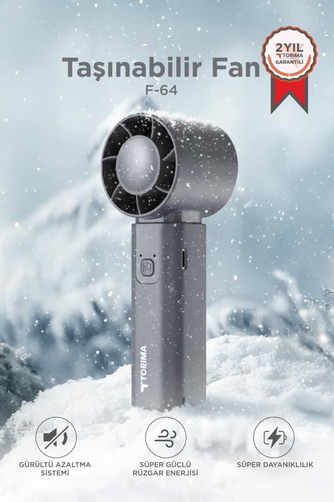 Şarjlı El Vantilatörü Fener Özellikli Taşınabilir Mini Fan F64 Siyah