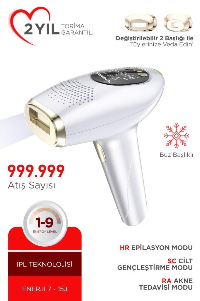 Torima Ipl Buz Başlıklı Lazer Epilasyon 999.999 Atım Otomtk/manuel Dokunmatik Ekran Ağrısız Vücut Cihazı