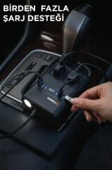 Araç Şarj Aleti 150W Çakmaklık İnvertör & Şarj Soketi 220V Priz+Çoklu USB Araba Çakmaklık G25 Siyah