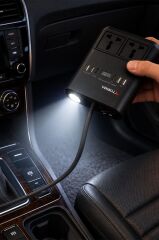 Araç Şarj Aleti 150W Çakmaklık İnvertör & Şarj Soketi 220V Priz+Çoklu USB Araba Çakmaklık G25 Siyah