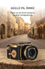 Vintage Dijital Kamera Selfie Video Vlog Kamerası Fotoğraf Makinesi CMR48 Siyah