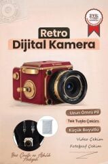 Vintage Dijital Kamera Selfie Video Vlog Kamerası Fotoğraf Makinesi CMR48 Kırmızı