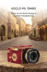 Vintage Dijital Kamera Selfie Video Vlog Kamerası Fotoğraf Makinesi CMR48 Kırmızı