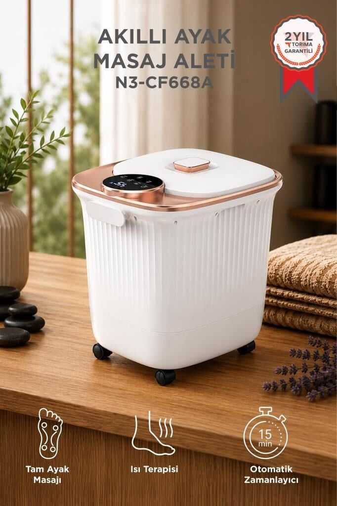 Lenovo N3 CF668 Akıllı Sulu Ayak Masaj Cihazı Isıtmalı Ayak Banyo Kovası Beyaz
