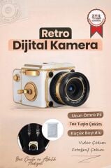 Vintage Dijital Kamera Selfie Video Vlog Kamerası Fotoğraf Makinesi CMR48 Beyaz