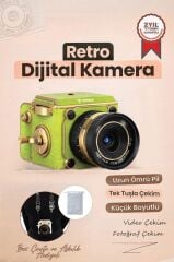 Vintage Dijital Kamera Selfie Video Vlog Kamerası Fotoğraf Makinesi CMR48 Açık Yeşil