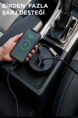 Araç Şarj Aleti Çakmaklık İnvertör & Şarj Cihazı 220V Priz+USB & Type-C Araba Çakmaklık G22 Siyah