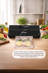 Gıda Mühürleme Vakum Makinesi Yiyecek Tazeliği Koruma Ev Restoran Vakum Poşeti Hediyeli VS22 Siyah