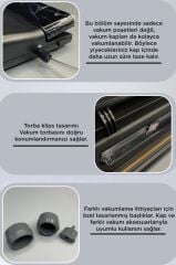 Gıda Mühürleme Vakum Makinesi Yiyecek Tazeliği Koruma Ev Restoran Vakum Poşeti Hediyeli VS22 Siyah