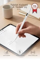 Torima Tablet Kalemi Hassas Dokunmatik Çizim ve Yazım Kalemi 4 Yedek Uçlu P03 Beyaz